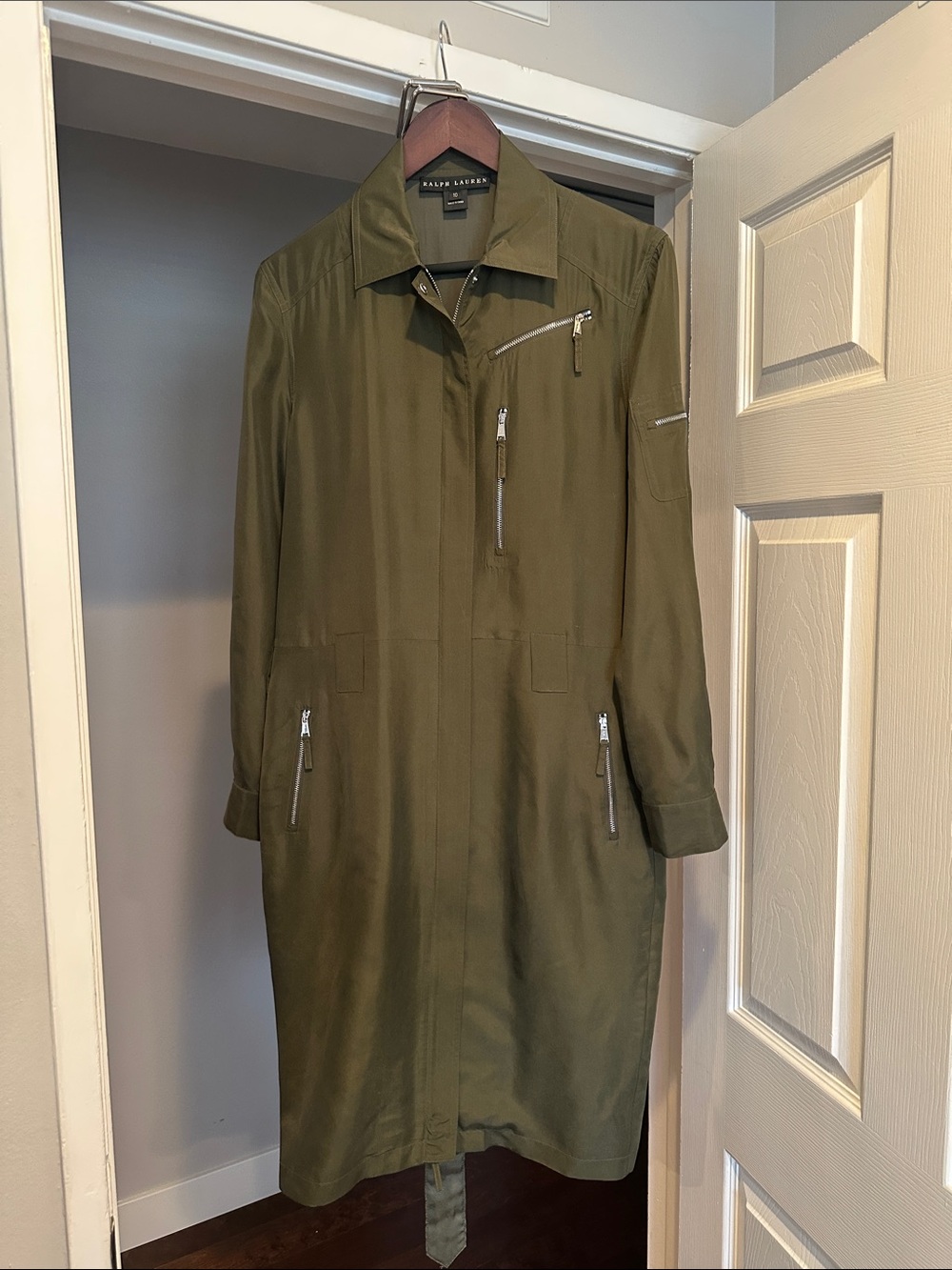 Ralph Lauren 100% silk olive dress